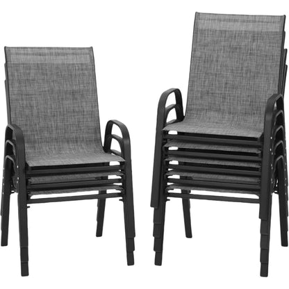 Patio Chairs Set of 8 - Outdoor Stackable Dining Chairs for All Weather - Lightweight Textilene Outdoor Chair Sets with Armrests