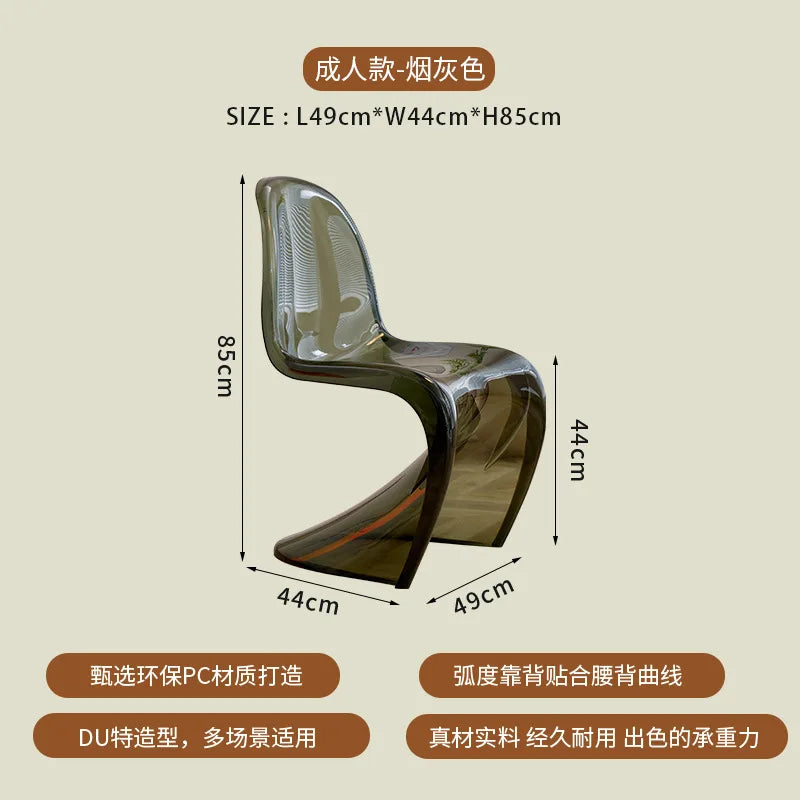 Transparent Plastic Dining Chair, Simple and Modern Home Chair, Backrest Chair, Vanity Stool