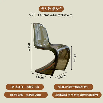 Transparent Plastic Dining Chair, Simple and Modern Home Chair, Backrest Chair, Vanity Stool