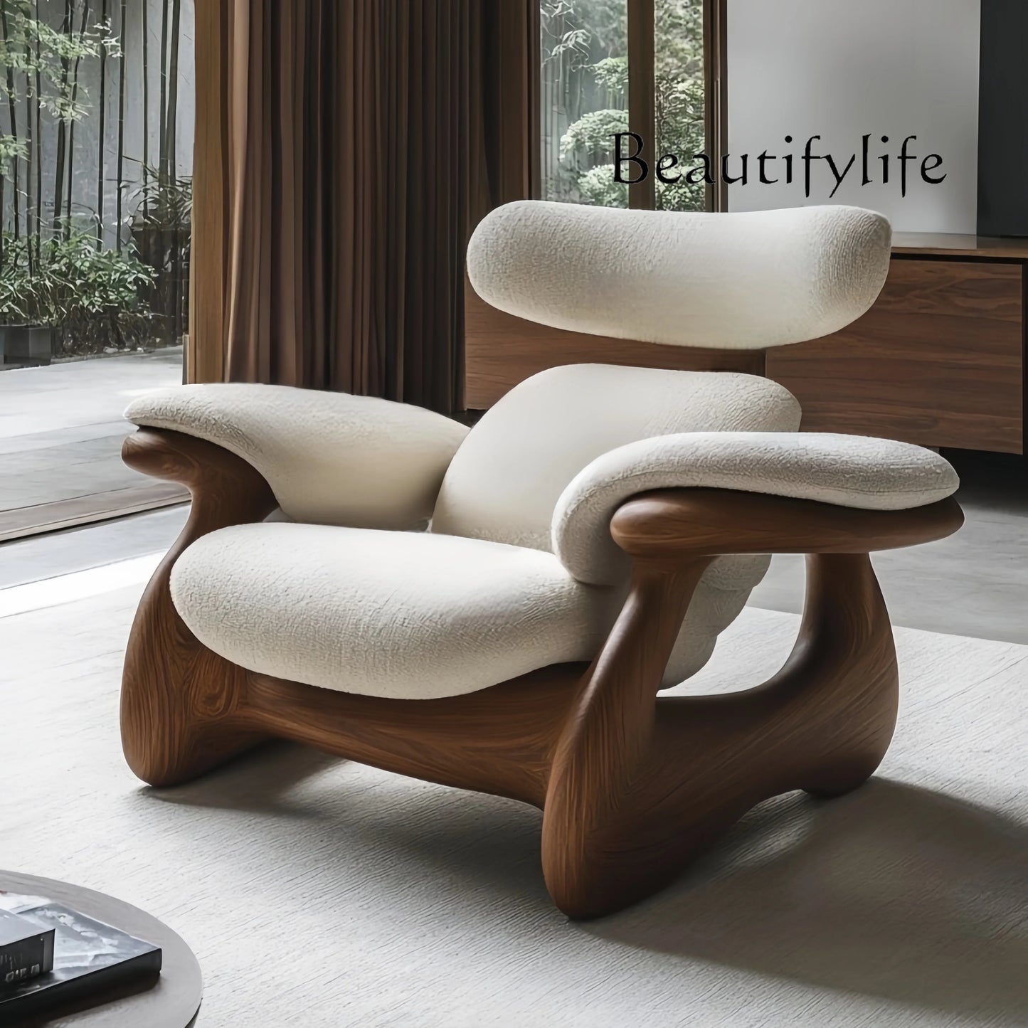 Solid wood art leisure chair designer soft decoration creative special-shaped reception chair  lazy chair