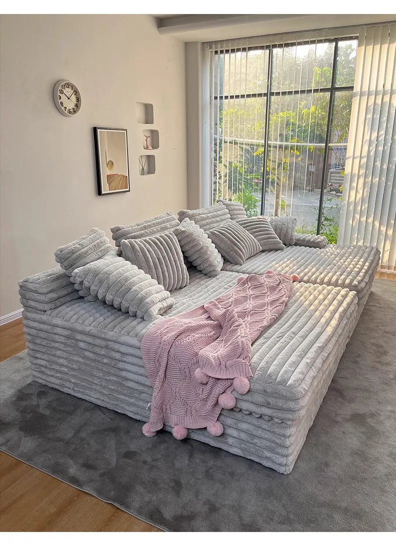 Minimal thick velvet compression sofa bed fabric lazy sofa