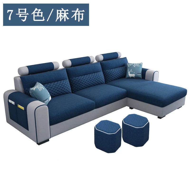 Modern Three-Seat Fabric Sofa Set Convertible Removable for Easy Care for Small Apartment or Modern Living Room for Villas