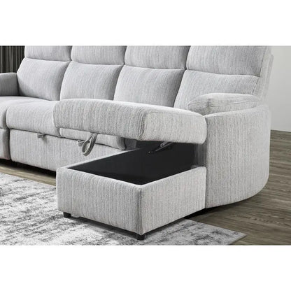 Grey Sleeper Sofa with Storage Chaise Lounge, Versatile Design for Living Room or Guest Room, Compact and Stylish Furniture