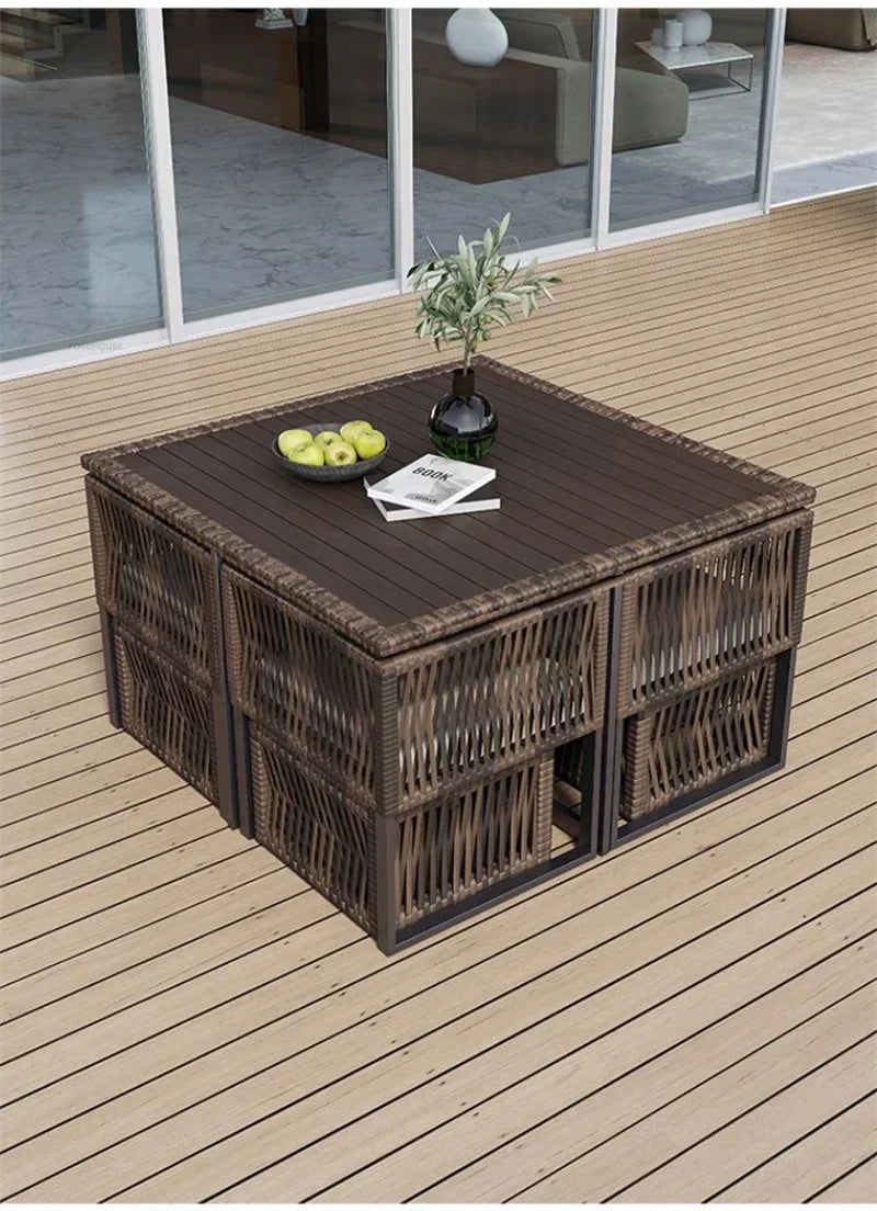 Terrace Garden Rattan Outdoor Chair Leisure Tea Table Patio Outdoor Furniture Set Outdoor Table and Chairs Garden Furniture Sets