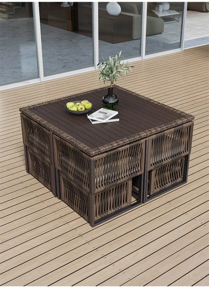 Terrace Garden Rattan Outdoor Chair Leisure Tea Table Patio Outdoor Furniture Set Outdoor Table and Chairs Garden Furniture Sets