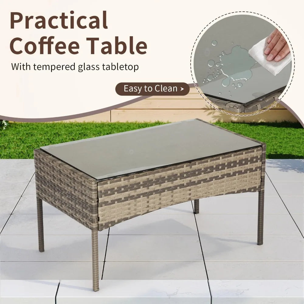 outdoor patio furniture set wicker patio set pe rattan furniture bistro set for outdoor indoor use with loveseats coffee table,
