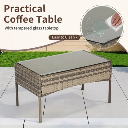 outdoor patio furniture set wicker patio set pe rattan furniture bistro set for outdoor indoor use with loveseats coffee table,