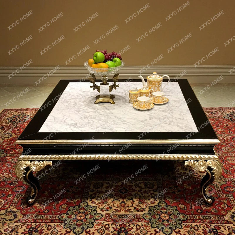 Neoclassical solid wood furniture coffee table marble table furniture set combination