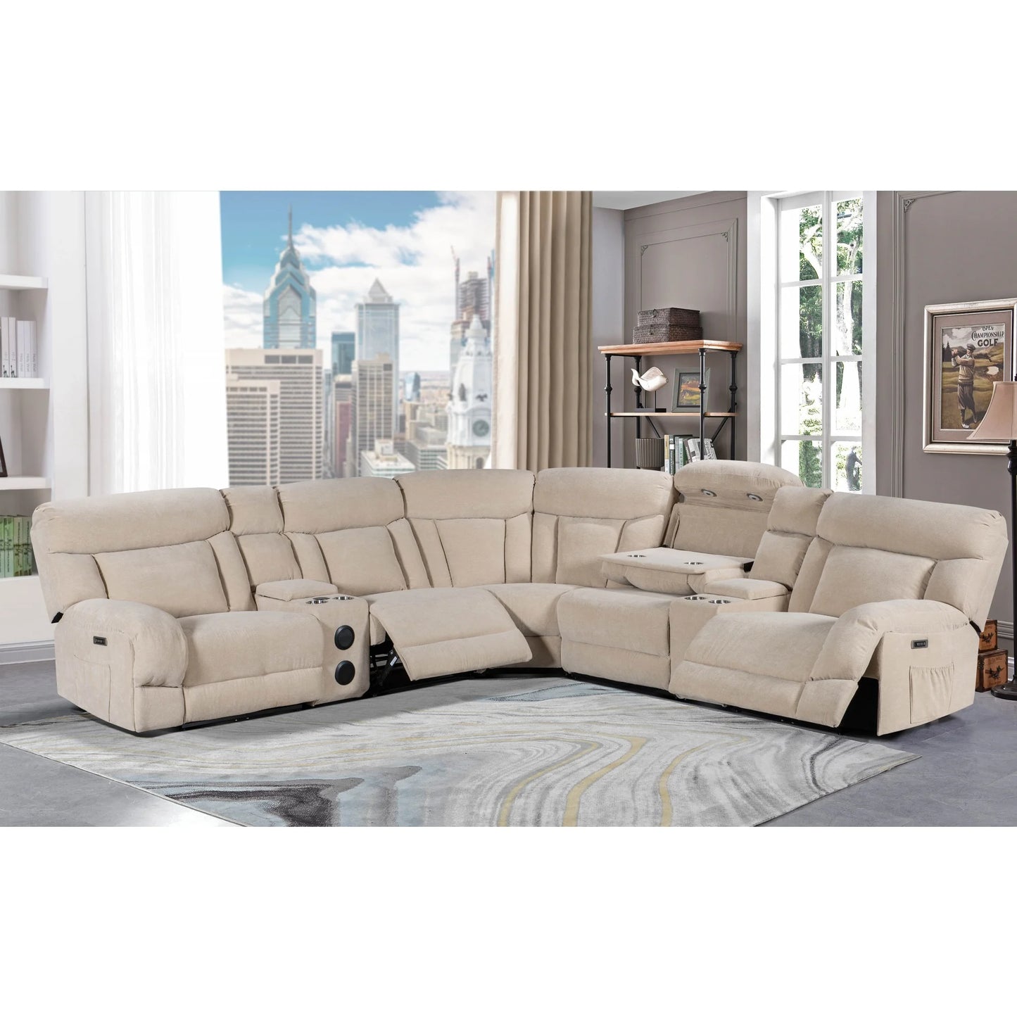 Recliner Sofa Set Hot Selling Modern Design Comfortable Leather Extendable Wood Frame Living Room Furniture Couch 7014