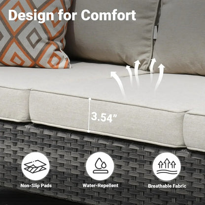 [Discounted Price, Hot Sale!]2-Seater Outdoor Wicker Sofa Couch with Comfy Cushions, All Weather High Back Deep Patio Seating Ra