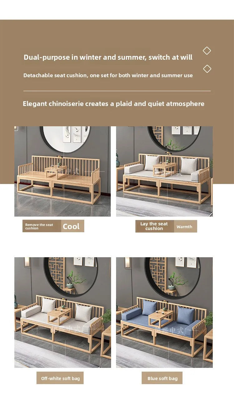 Han Solid Wood New Chinese Sofa Combination Living Room Zen Bed Hotel Homestay Push