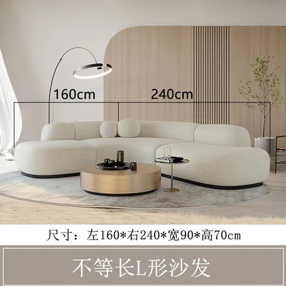 Italian light luxury curved wabi sofa special-shaped corner large apartment living room model room designer milk white sofa