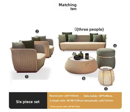 Italian Style Modern Luxury Waterproof Outdoor Rattan Garden Sofa Set For Hotels And Villas For Courtyard