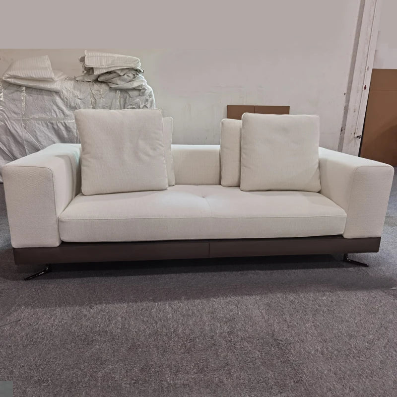 Modern Minimalist Living Room Furniture Microfiber Leather 3 Seat Section Couch Line Fabric Modular Sofa