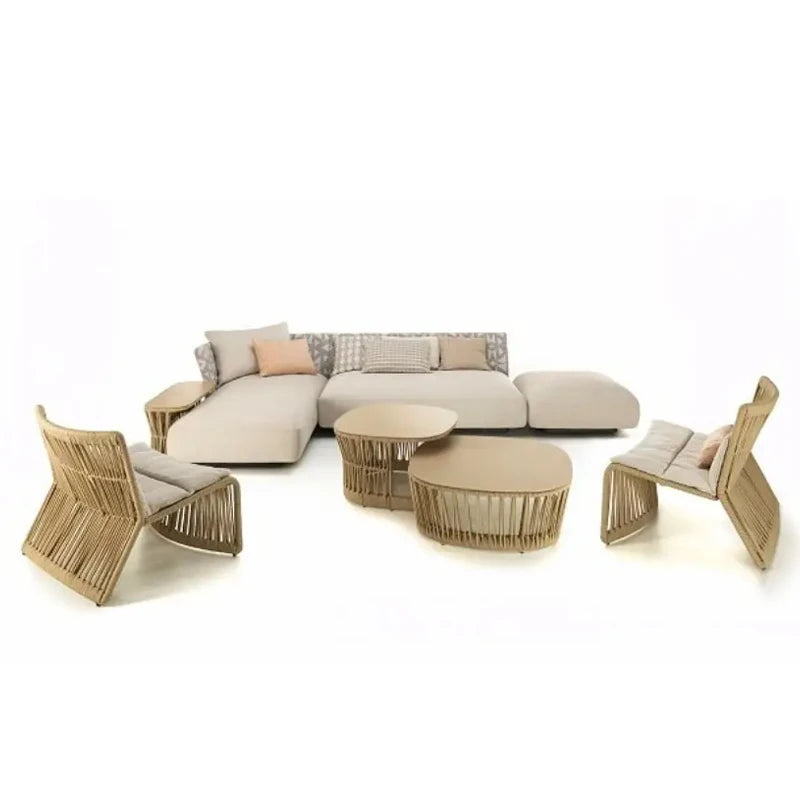 Outdoor Suit High Quality Royal Hotel Furniture Waterproof Patio Garden Couch Rope Sofa Outdoor Furniture Set