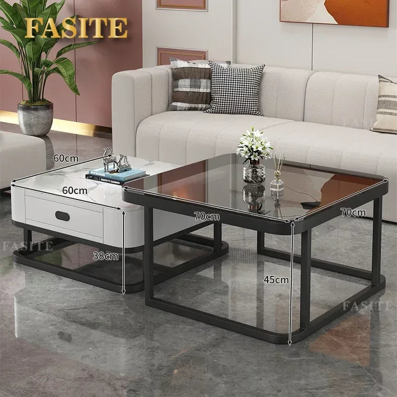 Glass Luxury Coffee Tables Bedside Centre Center Coffee Tables Gold Combination Nordic Basse De Salon Living Room Furniture