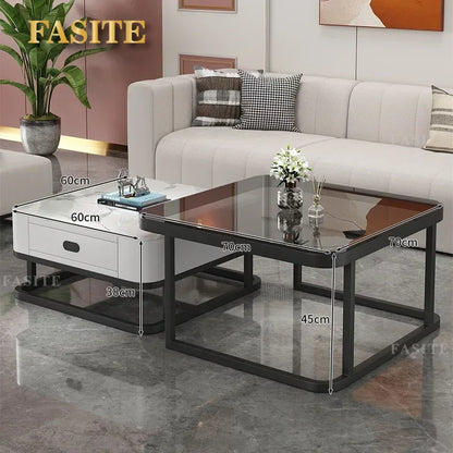 Glass Luxury Coffee Tables Bedside Centre Center Coffee Tables Gold Combination Nordic Basse De Salon Living Room Furniture