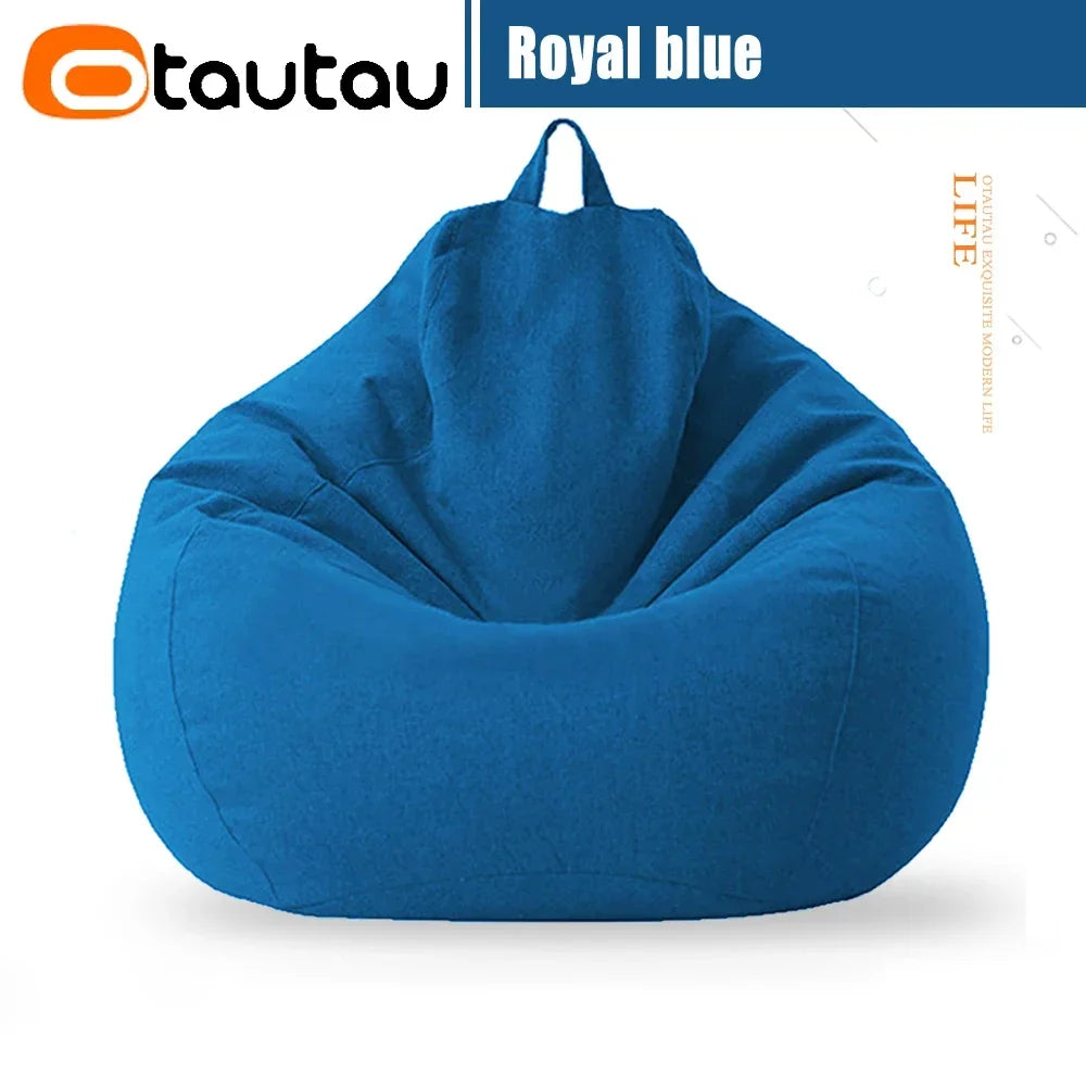 OTAUTAU Big Cotton Linen Bean Bag Cover without Filler Corner Seat Lazy Beanbag Chair Pouf Salon Ottoman Puff Lounger Sac DD002