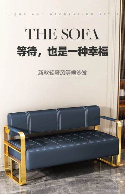 Famous Hair Salon Area Bench Hair Salon Waiting Light Luxury Stainless Steel Bar Sofa