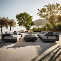 Customized Aluminum Outdoor Garden Sofa Set Popular For Hotels Courtyards Villas Living Rooms Including Sofa Table