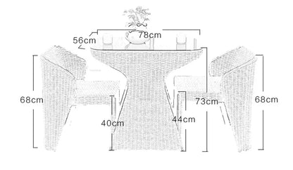 Balcony Rattan Garden Furniture Set 3-piece Patio Leisure Table and Chairs Courtyard Terrace Outdoor Round Table and Chairs T