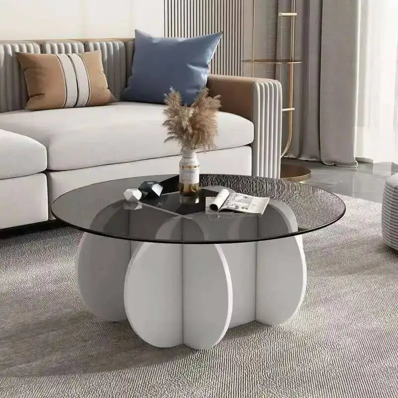 Table basse ronde en verre trempé résistant aux hautes températures, style luxe léger et créatif, stable, pour salon et maison
