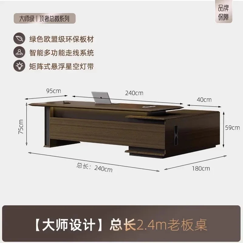 Premium Light luxury office boss table, simple modern class desk, high-end president table
