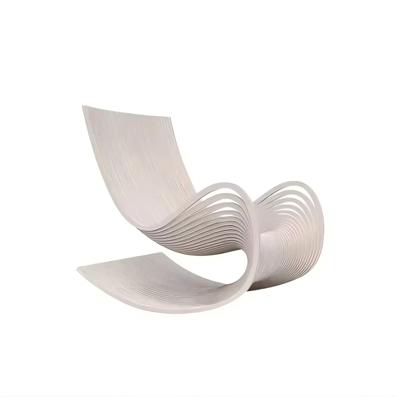 Free armchair, solid birch comfortable seat with armrests, unique shape, suitable for sculptural