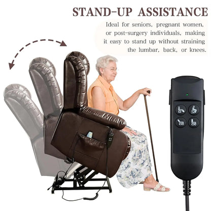 Infinite Position Lay Flat Power Lift Recliner Chair for Elderly, Brown, Customized