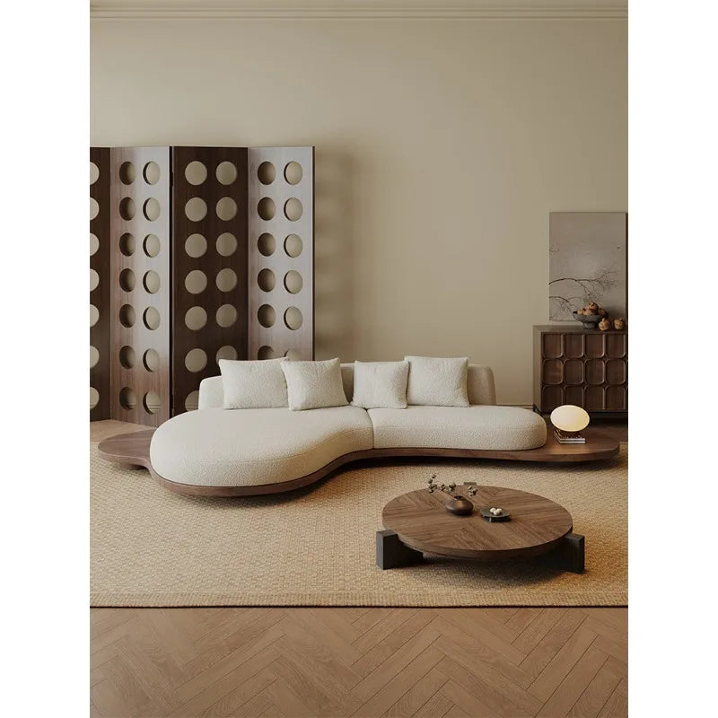 Japanese-style solid wood floor sofa, business small apartment special-shaped homestay rest area reception