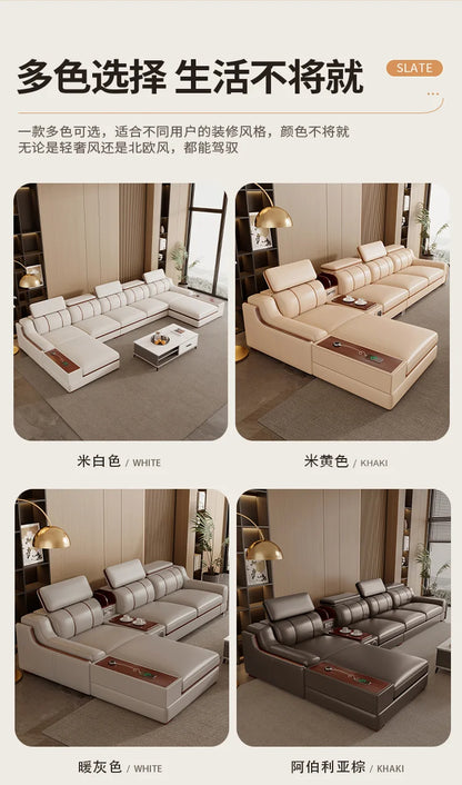 Interior Leather Design Living Room Sofa Storage Quality Comfortable Romantic Soft Leisure Multifunctional Sillon Cama Furniture