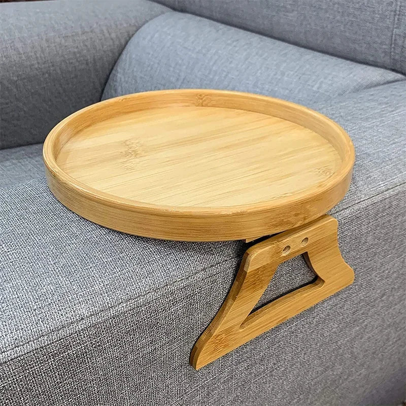 Storage Tray Table Sofa Armrest Clip-On Trays Natural wooden Sofa Tray Practical TV Snack Trays for Remote Control Drink Snacks