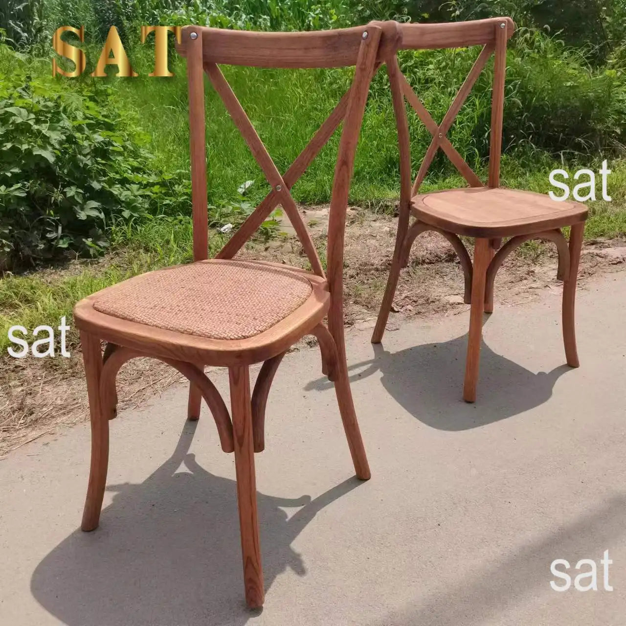 Outdoor Pine Wood Antique Color Folding Farm Dinning Table for Wedding