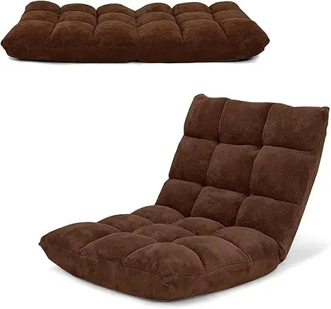 Adjustable Video Gaming Floor Chair with Back Support, Alloy Steel Frame, Soft Coral Fleece, Lazy Sofa Lounge for Comfortable Ga