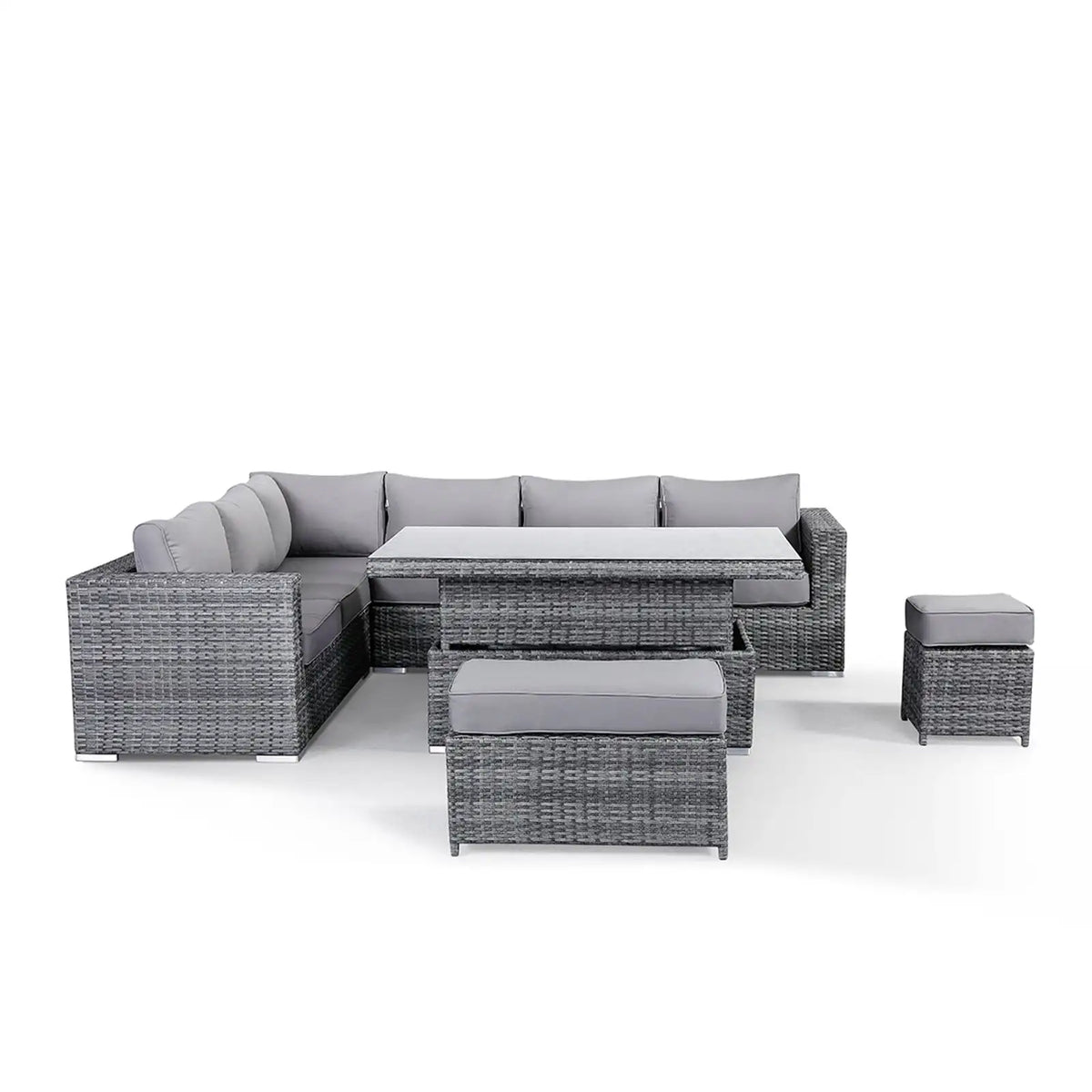 Wicker Rattan Garden Set Combination Garden Furniture Corner Outdoor Dining Sofa Set with Rising Table