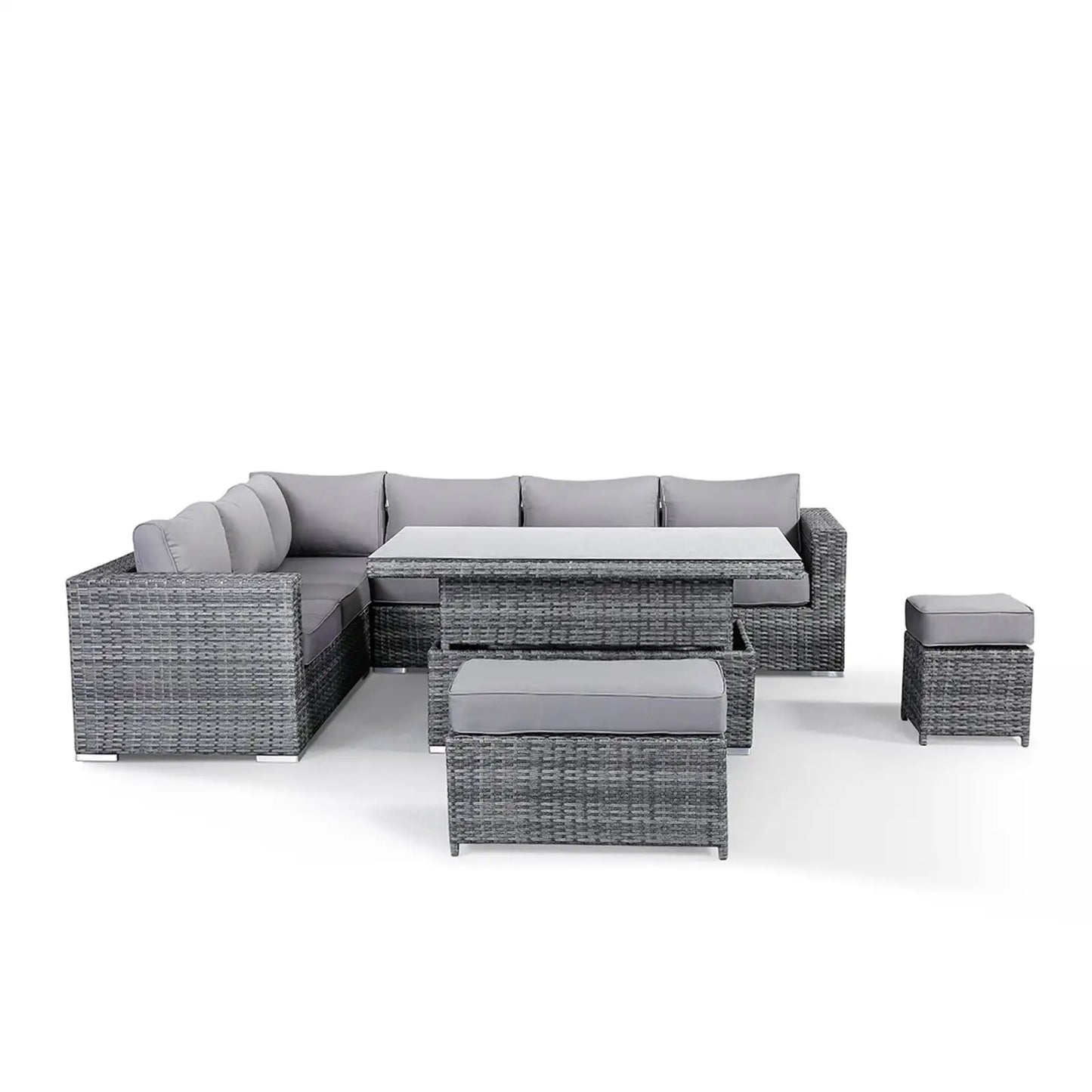 Wicker Rattan Garden Set Combination Garden Furniture Corner Outdoor Dining Sofa Set with Rising Table