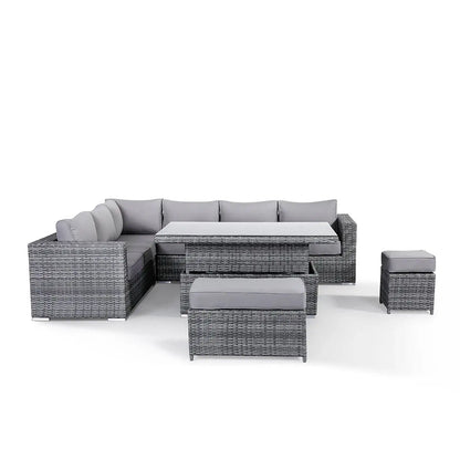 Wicker Rattan Garden Set Combination Garden Furniture Corner Outdoor Dining Sofa Set with Rising Table