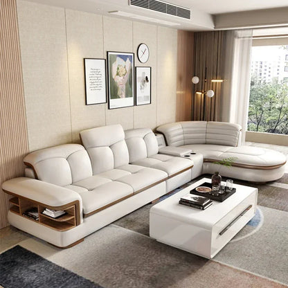 Premium Relaxing Designer Modern Sofa Fancy Genuine Leather Reclining Corner Sofa Sectional Luxury