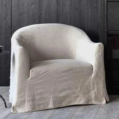 North American wabi style Japanese style white cream linen cotton and linen designer living room B & B straight