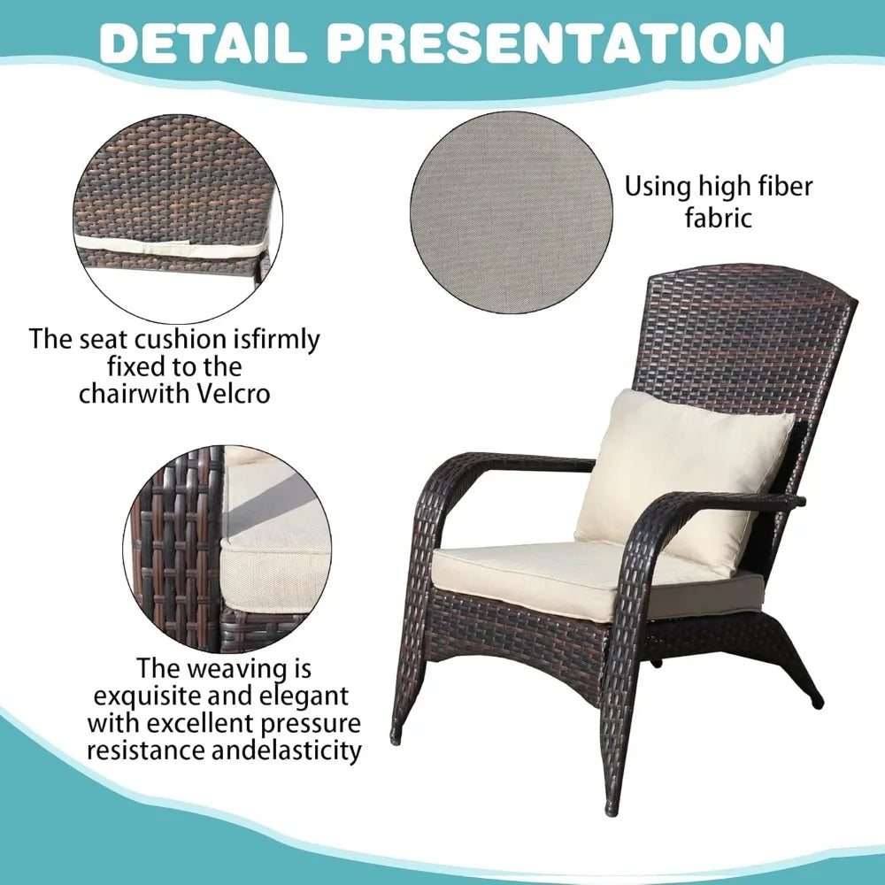 Rattan Outdoor Dining Chairs with Cushions, Wide Armrest and Lumbar Pillow, Single Wide Wicker Patio Furniture for Comfortable D