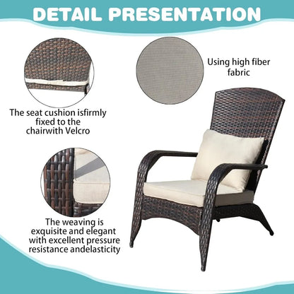 Rattan Outdoor Dining Chairs with Cushions, Wide Armrest and Lumbar Pillow, Single Wide Wicker Patio Furniture for Comfortable D