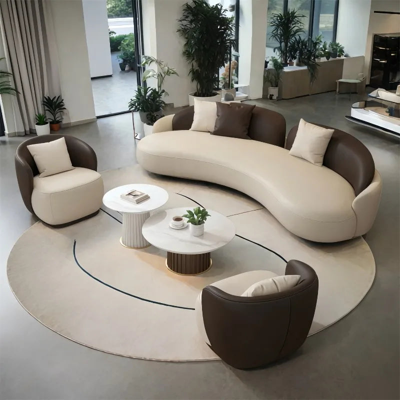 Office lounge area meeting sofa beauty salon lobby negotiation reception curved sofa