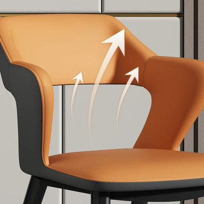 Simple Dining Chair Household Leather Backrest Wrought Iron Armrest Casual Restaurant Chair Hotel Seat Living Room Furniture