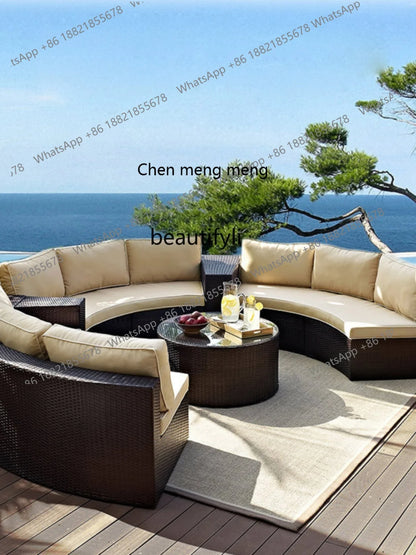 ssE1001 Outdoor Living Room Rattan Sales Office Garden Courtyard Leisure Rattan Chair Lobby Sofa Coffee Table Furniture Combinat