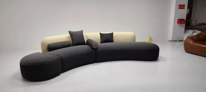 Italian minimalist sofa small apartment light luxury curved sofa moon arc cashew cream style fabric