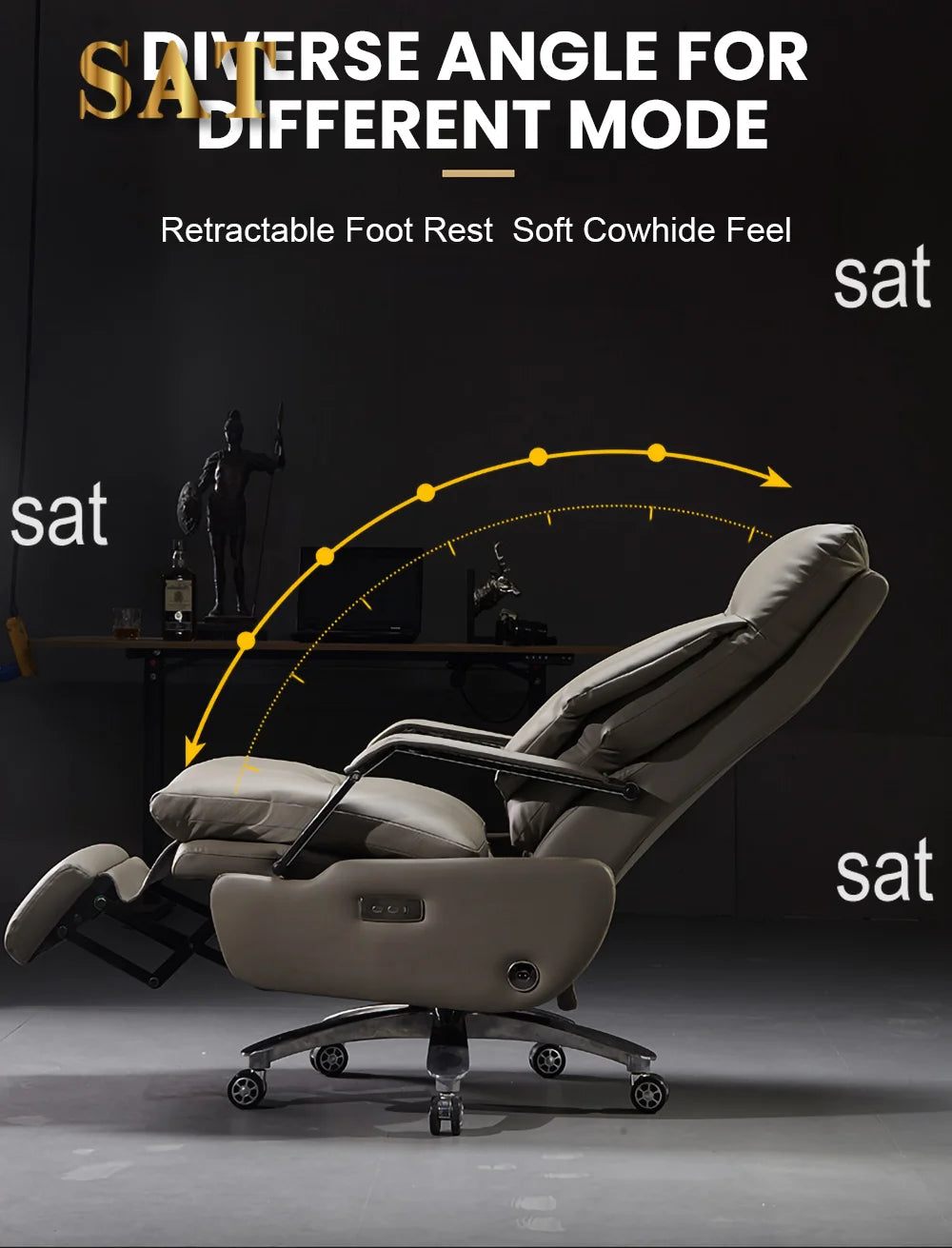 Electric massage boss chair, computer chair, comfortable sitting, office chair, backrest, reclining sofa chair