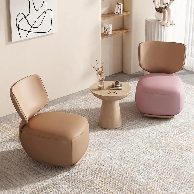Log sofa chair Nordic living room single chair Fabric low stool Balcony casual back chair