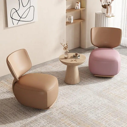 Log sofa chair Nordic living room single chair Fabric low stool Balcony casual back chair