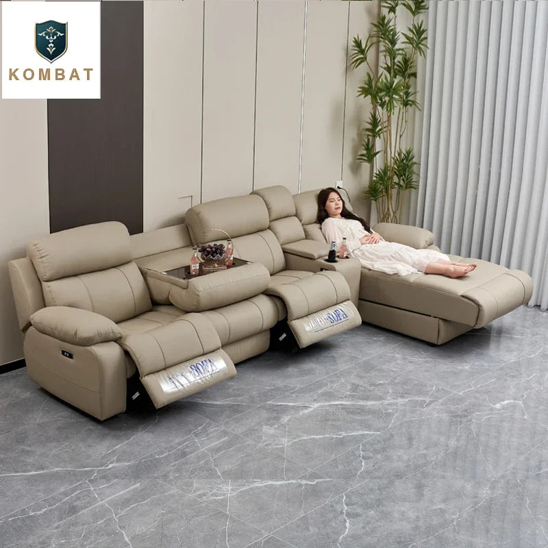 Luxury Italian living room sofas modular Electric Recliner sofa bed Multi-functional leather home theater sofa