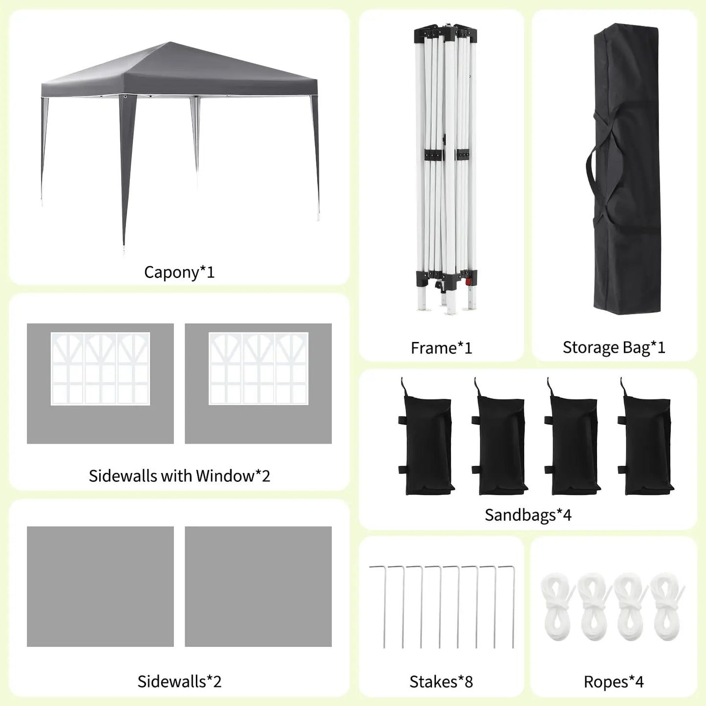 10x10FT Pop Up Canopy Tent With 4 Sidewalls, UV Protection Portable Outdoor Gazebo WIth Roll-Up Windows For Camping, Backyard, P